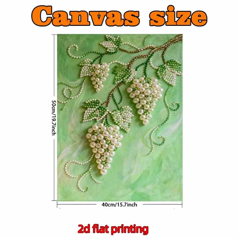 Pearl Grape DIY Diamond Art Kits 15.7x19.6inch Gem Art Diamond Painting Kits Without Frame for Adults Gift Idea Home Wall Decor