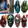 12 Piezas Tatuajes Temporales Diseños de Calavera Impermeables Duraderos Pegatinas Corporales Figuras de Esqueleto Tatuajes Temporales Realistas Para