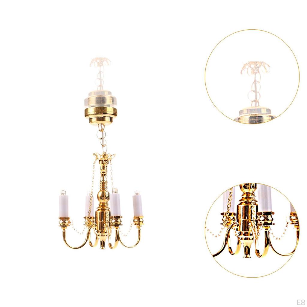 Dollhouse Chandelier Hanging Lamp Easy Installation DIY Supplies Handmade Miniature for