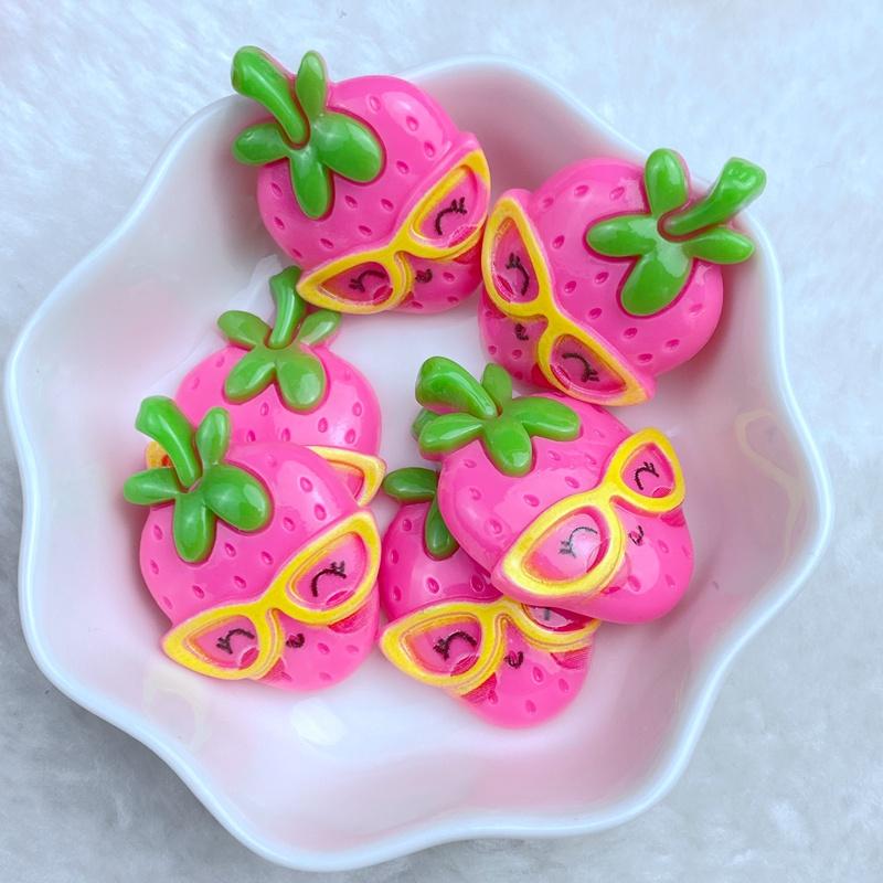 10Pcs Cute Resin Mini Cool Avocado Strawberry Lemon Watermelon Series Flat back Scrapbooking DIY Jewelry Craft Decoration