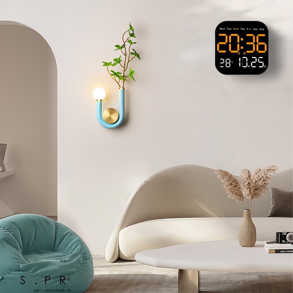 LED Wall Clock with Remote Control; Multi Functional Display Including Temperature and Countdown Features for Everyday Use