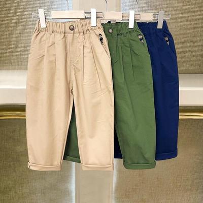 Boys' 2025 Korean Style Solid Color Straight-Leg Pants - Autumn Casual Trousers for Middle and Big Kids