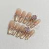 Wearing Nail Pieces Pure Handmade Egyptian Pharaoh Golden Queen Fake Nail Patch Flash Butterfly Diamond Manicure Removable