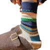 Trendy Ethnic Style Socks for Women, Pure Cotton, Autumn and Winter, Personalized and Versatile, Color-blocking Thick Thread Pile Socks