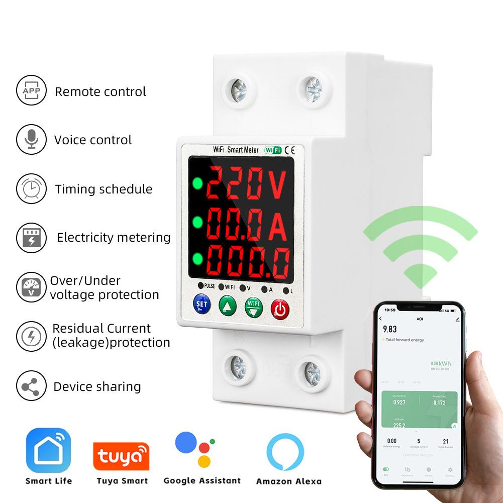 WiFi Automatic Reclosure  or Intelligent Metering Breaker Digital Display Reclosing   Overload Overvoltage Undervoltage Current Limiti