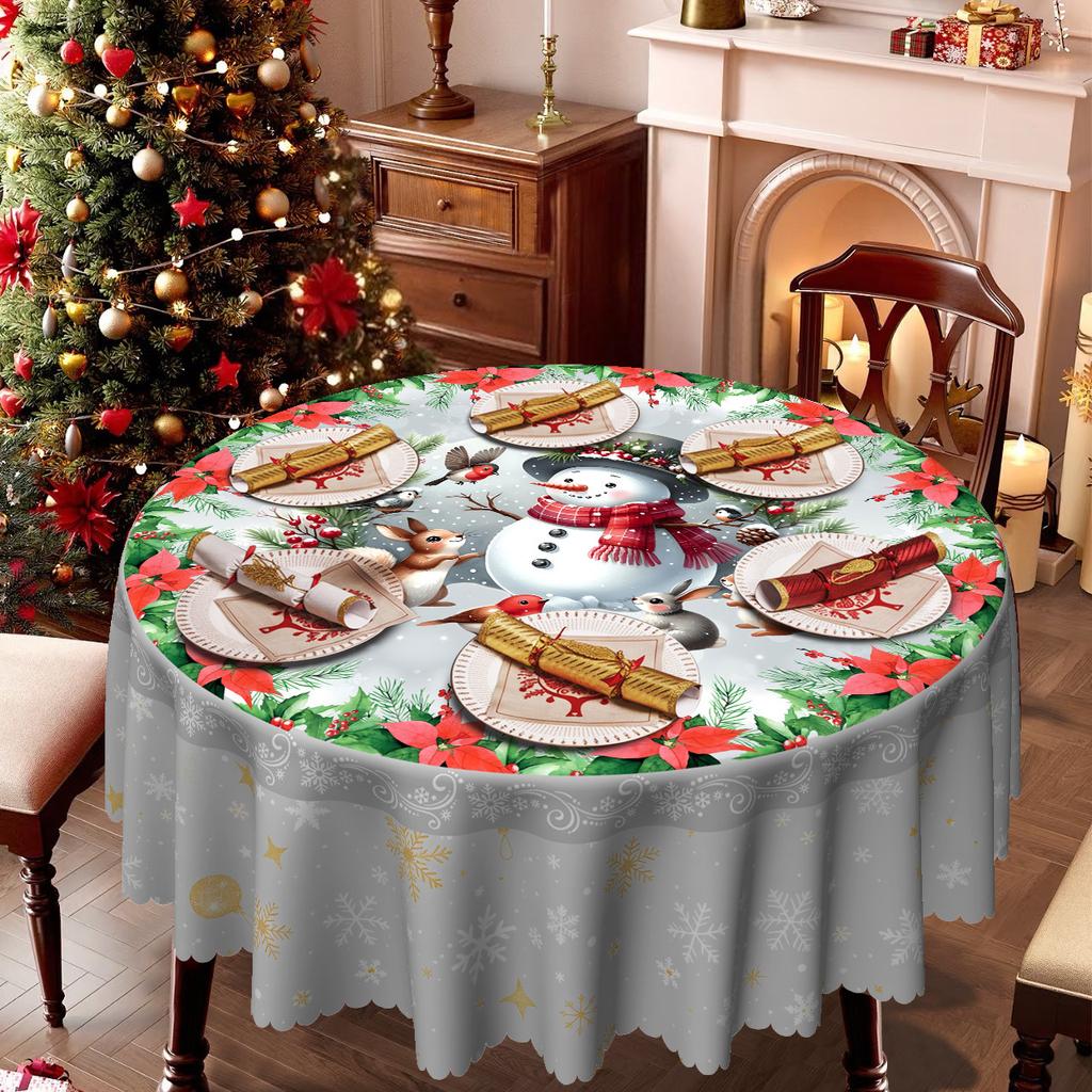 Christmas Snowman Cute Rabbit Tablecloth, Rectangular Dining Table Cloth, Dining Table Decorative Cloth, Home Set Tablecloth, European Tablecloth