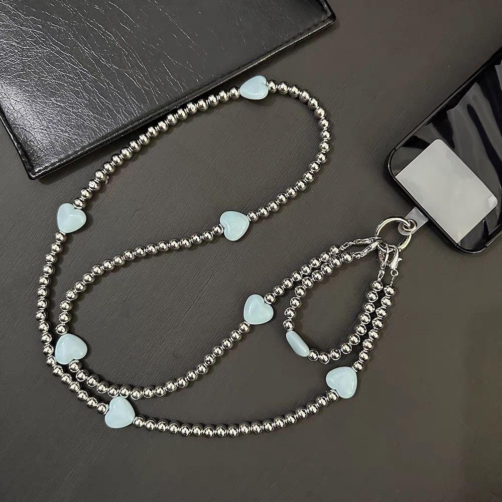 Heart Bead Phone Lanyard Pvc Chain With Crossbody Strap For Men Women