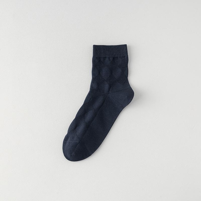 Men's Mid-calf Socks, Pure Cotton Summer Thin Antibacterial, Deodorizing, Sweat-absorbing Mesh Black Men's Business Suit Long Socks