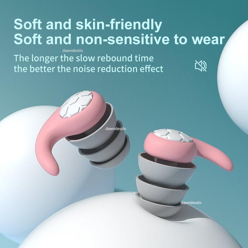1-6pair Silicone Noise Cancelling Earplugs Noise Filter Sleep Swimming Waterproof Three Layer Mute Earplugs