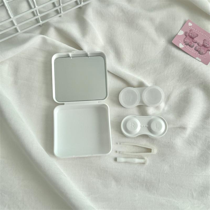 Cute Portable Cartoon Dog Rabbit Eye Contacts With Mirror Contact Lens Case Colored Lenses Container Box For Party Travel Set