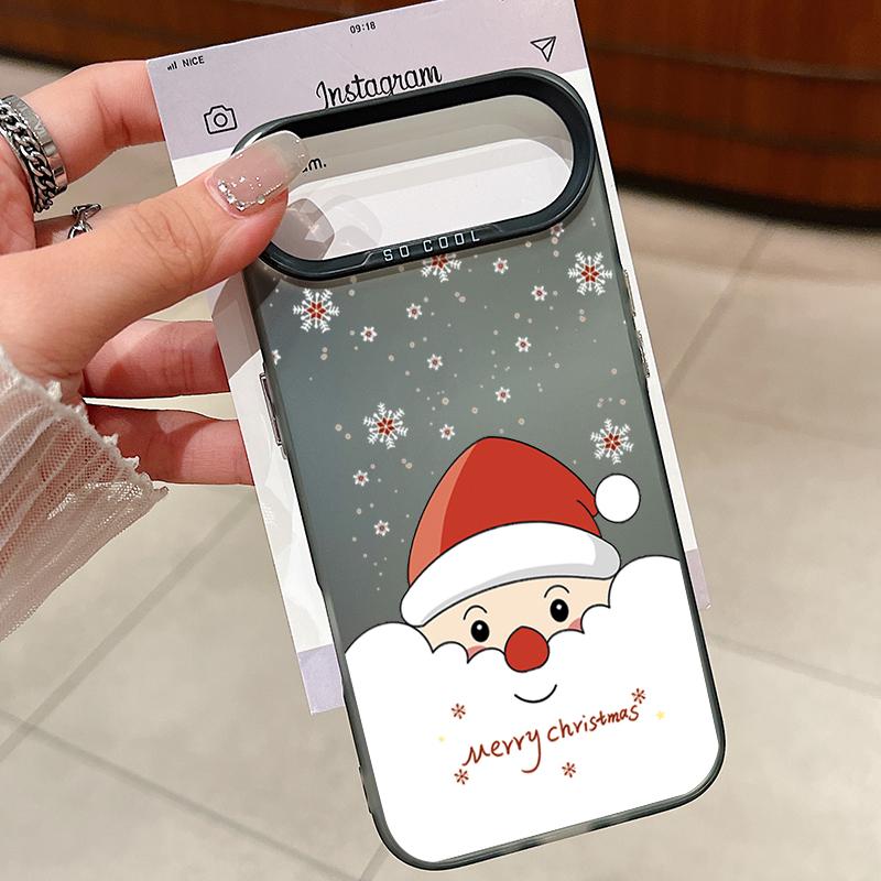 Peeking Santa and Christmas Pattern IMD Case for iPhone 17 16 15 14 Pro Max 13 Shockproof Hard Cover with Permanent Design