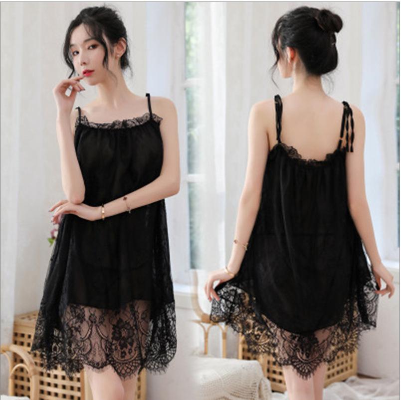 

Sexy sexy seductive lace suspender set passion flat chest large size fat mm pajamas loungewear one size fits all чорний