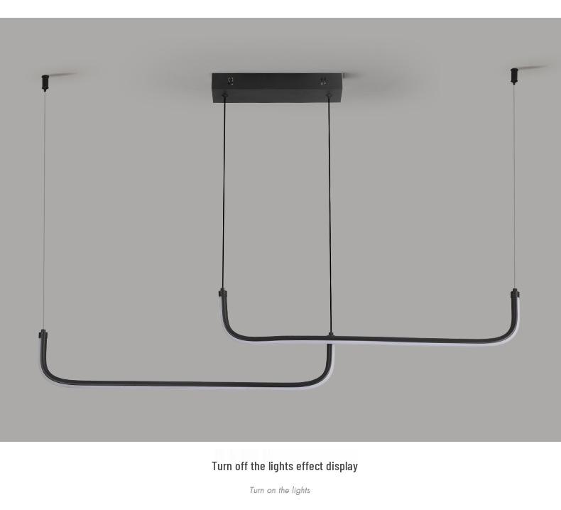 Minimalist Italian Black LED Chandelier: Sleek Long Strip for Restaurant, Bar, Office