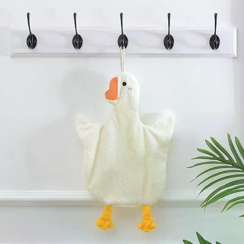 1PC Cartoon Goose Hand Kerchief Hanging Hand Towel Water Absorbing Hand Towel Kitchen And Bathroom Supplies