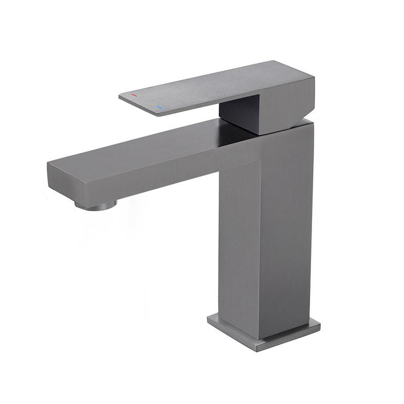 

Смеситель для умывальника в ванной из нержавеющей стали 304, матовое золото/черный, квадратный, для горячей и холодной воды, серый смеситель для раковины серый