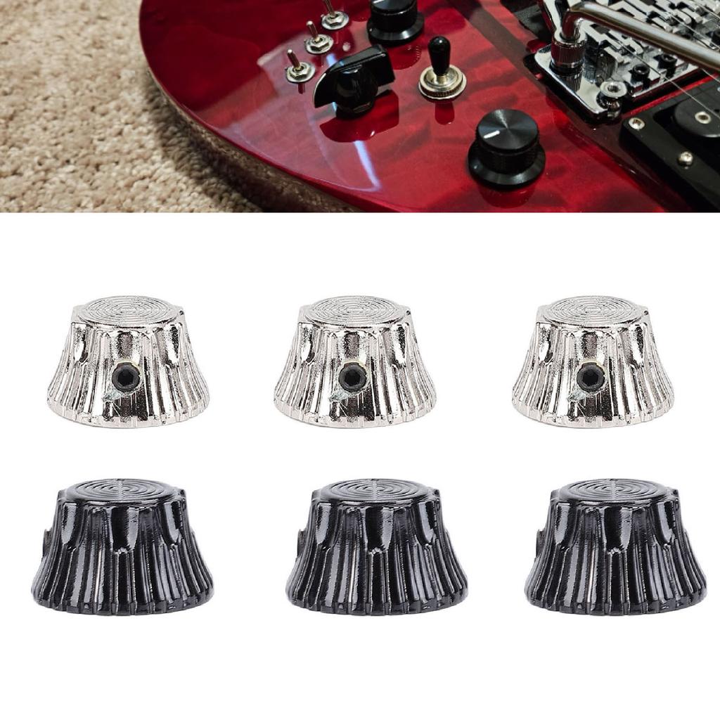 3Pcs Electric Guitar Knobs Metal Potentiometer Dome Top Hat Bell Volume Tone Control with Wrench