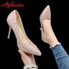 Fashion Aphixta 10cm High Tansparent Stiletto Heels Women Pumps Dazzle Colorful Official Party Shoes Big Size 33-50