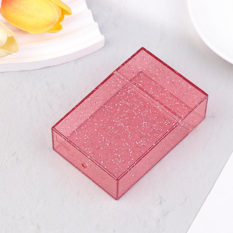 Clear Glitter Small Storage Box Kpop Photo Mini Card Holder Flip Lid Photo Case Small Stationery Card Holder Organizer