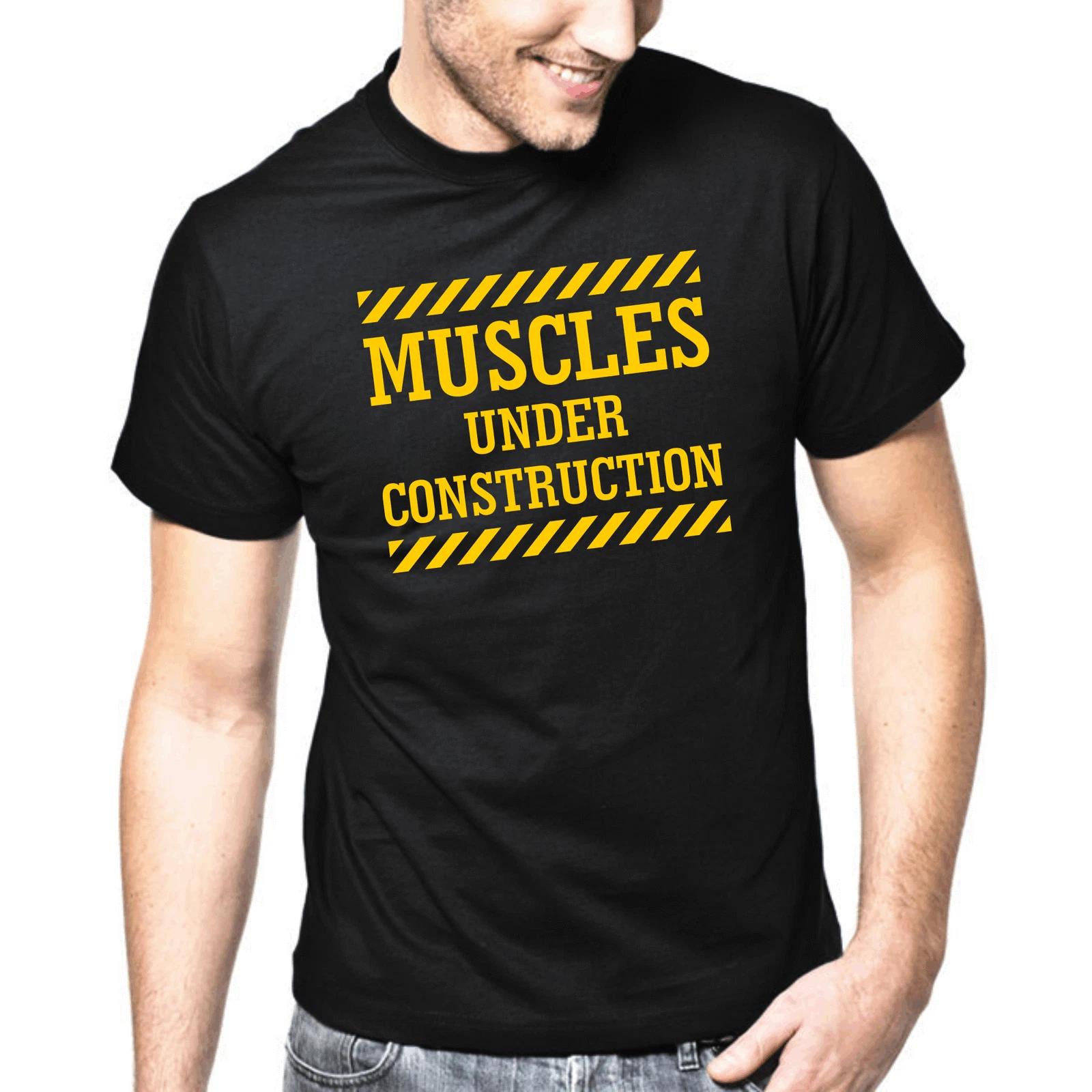 Men s and Women s T-shirts Muscles under Construction Sports Gym Bodybuilding Fitness Gift Fun XXXXL