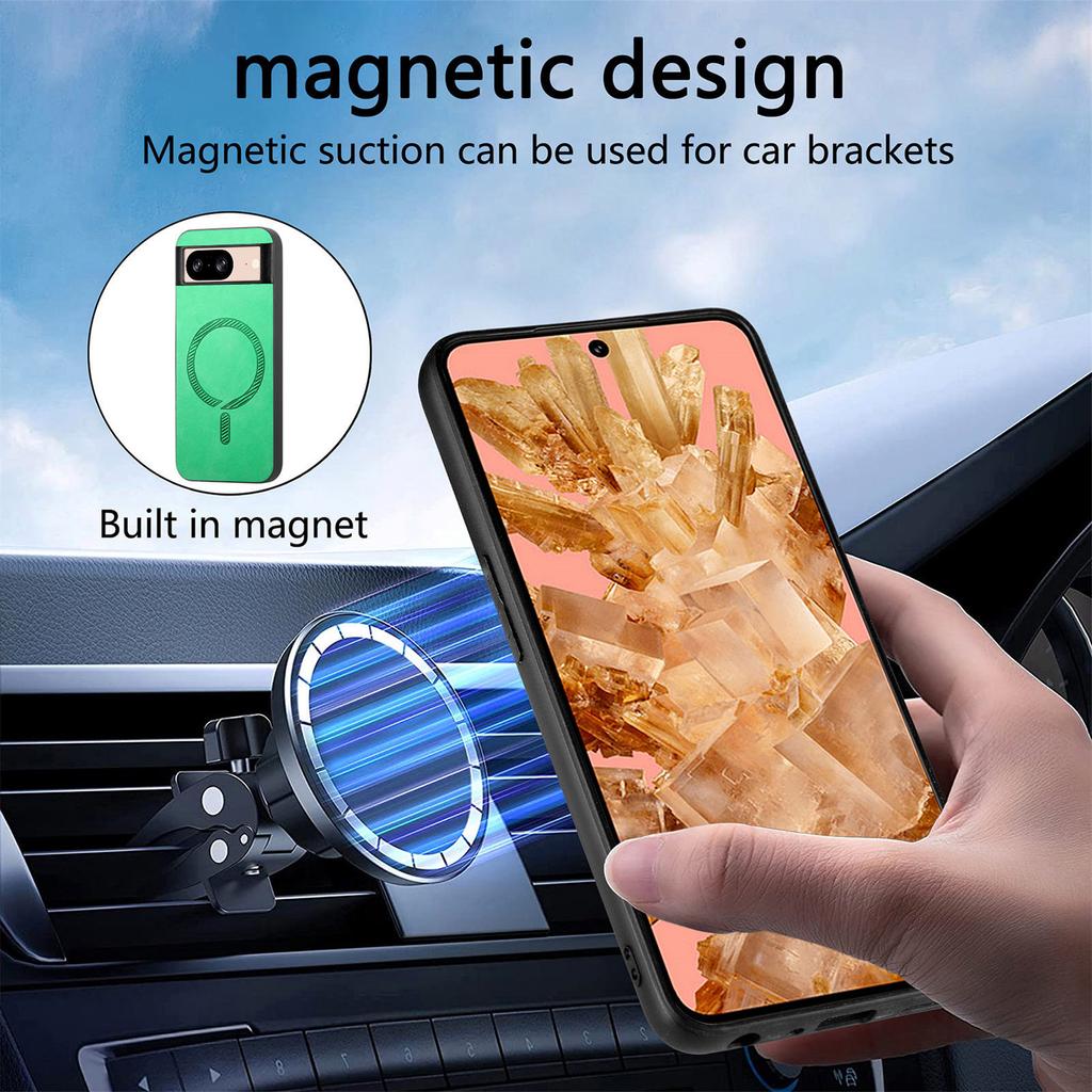 For Google Pixel 8 Leather Back Magnetic Case Skin-touch Phone Cover