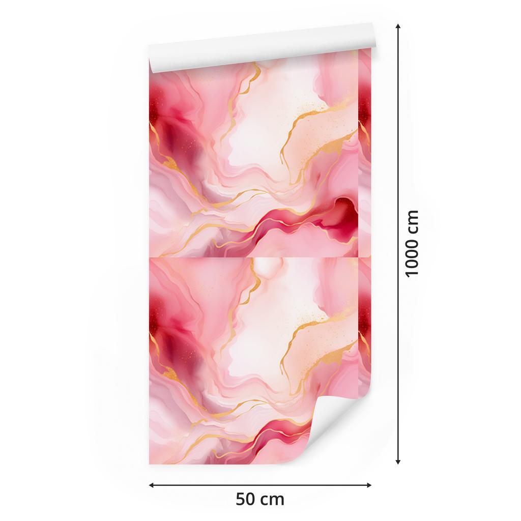 Ink Coral, Powder Pink and White Wallpaper for Living Room and Bedroom 50x1000