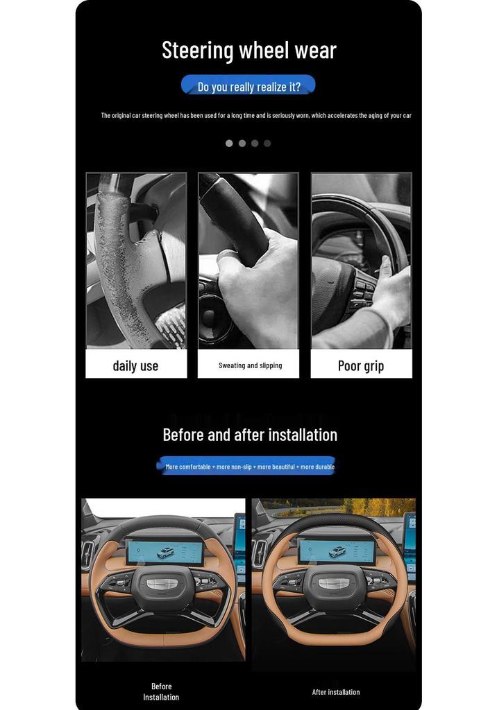 Geely Boyue Steering Wheel Cover: Fits 25 Models, Ultra-thin Design for 4th Gen Boyue L and Boyue COOL/PRO.