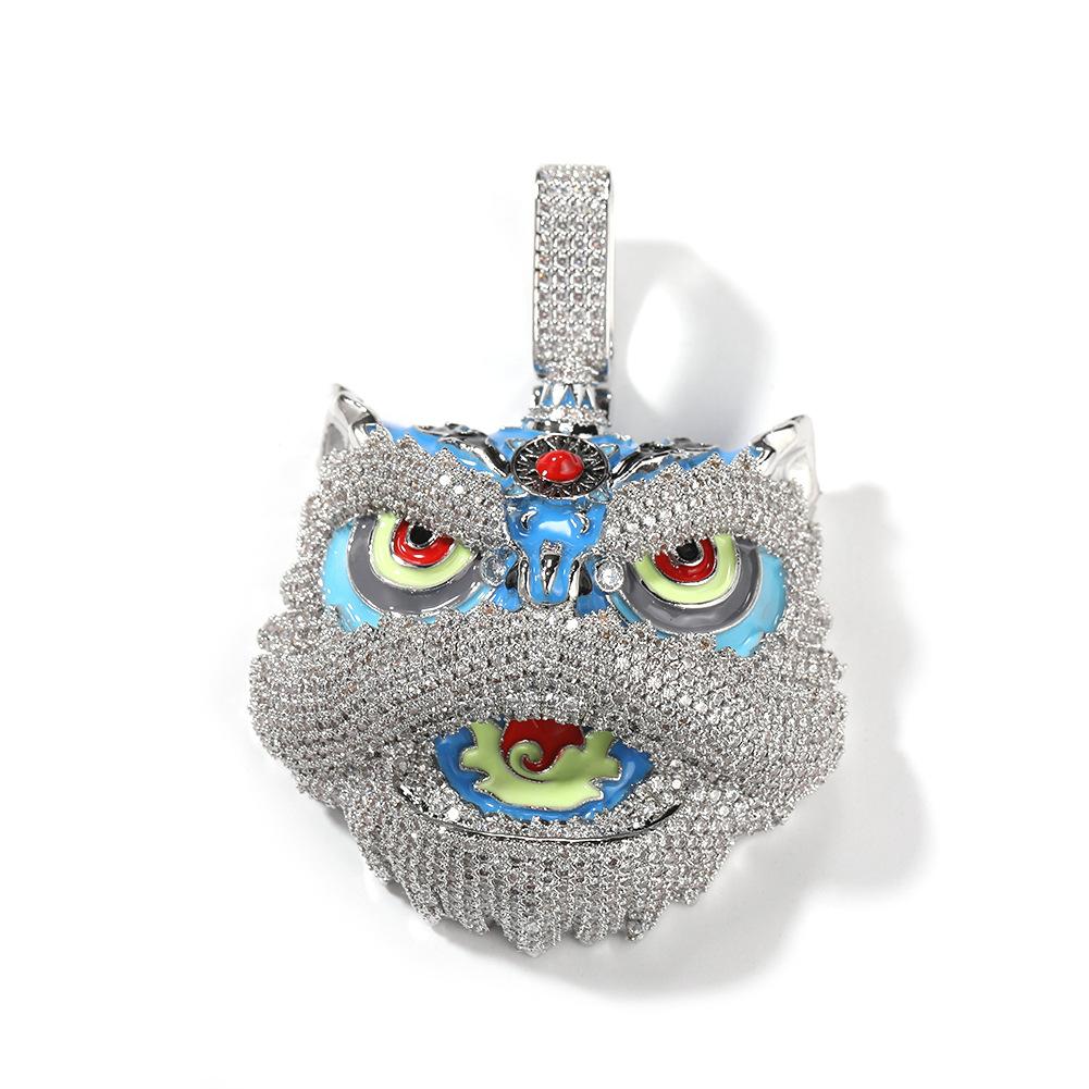 Guochao's New Retro Creative Lion Pendant Copper Inlaid Zircon Colored Lion Head Necklace Trend