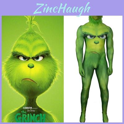 Festive Green Monster Grinch Christmas Cosplay Costume Zentai Bodysuit Jumpsuit
