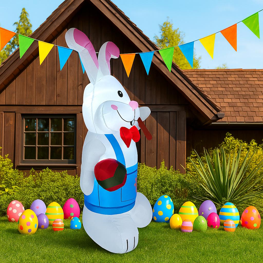 1.8M/6FT Easter Holiday Diy Decorations Printer Rabbit Party Inflatable Toys LED Lights Model Outdoor Decor Garden Ornaments