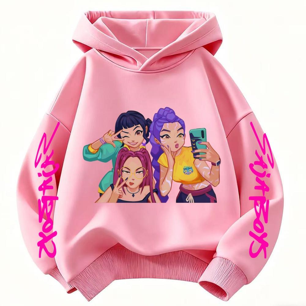 Best Seller Hooded Sweatshirt Cute Prints KPop Demon Hunter Cartoon Children's Fashion WarmTops Casual Cotton Clothing