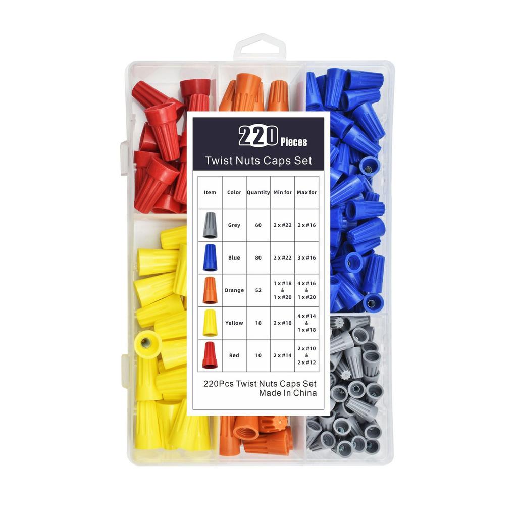 220Pcs Electrical Wire Connectors Screw Terminals Insulating Insert Twist Wire Connectors Caps for Quick Connection