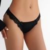 CINOON 3Pcs/Lot Women's Satin Sexy Briefs Lace‑Trim Mesh Spliced Panties Bow‑decor Solid‑Color Hollow‑out Bikini Briefs