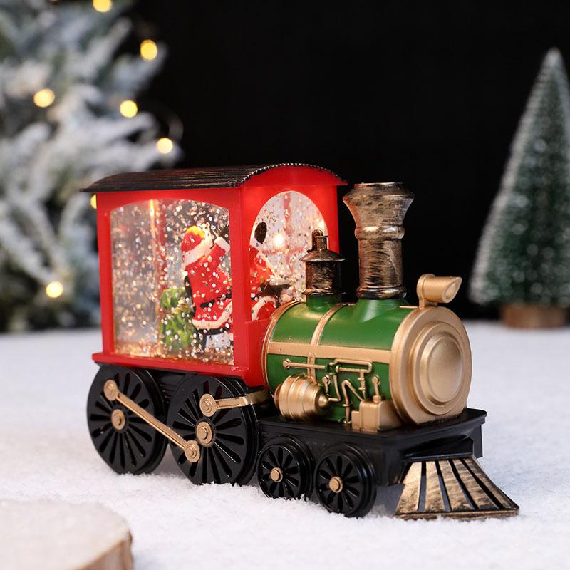 Christmas Train Ornaments Christmas Eve Decoration Lighting Train Box Crystal Ball Home Table Decoration Kid 2025 New Year Gift