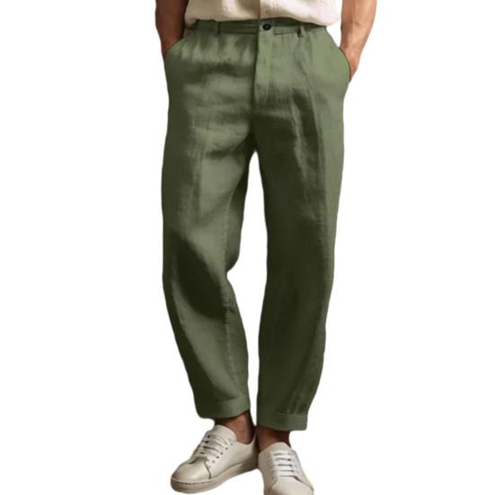 Men's Straight Leg Pants Solid Color Casual Trousers Breathable Loose Fit Pants with Reinforced