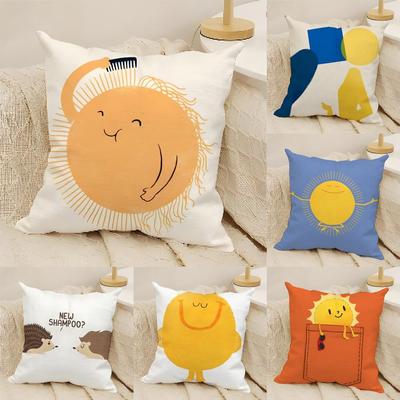 Fashing Patterns for Toddlers Pillow Case Natural Linen Double-Sided Printing Sofa Home Decor Cushion Cover