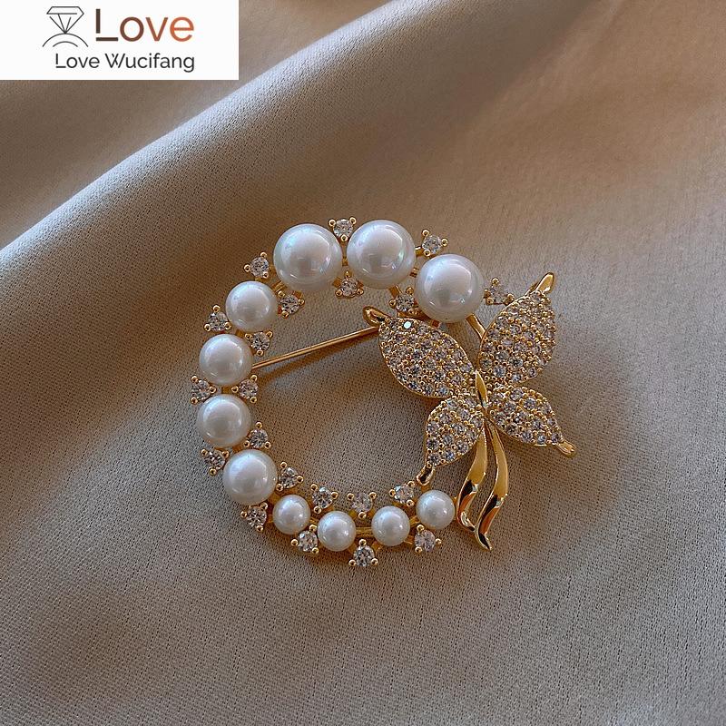 

Модные броши из жемчуга и страз для женщин в стиле барокко, модные булавки-бабочки, аксессуары для одежды, свадебные подарки