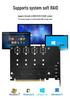 PCIe X16 Quad M.2 NVMe Expansion Card - 4-Bay RAID, Supports Software RAID, 2TB per Drive.