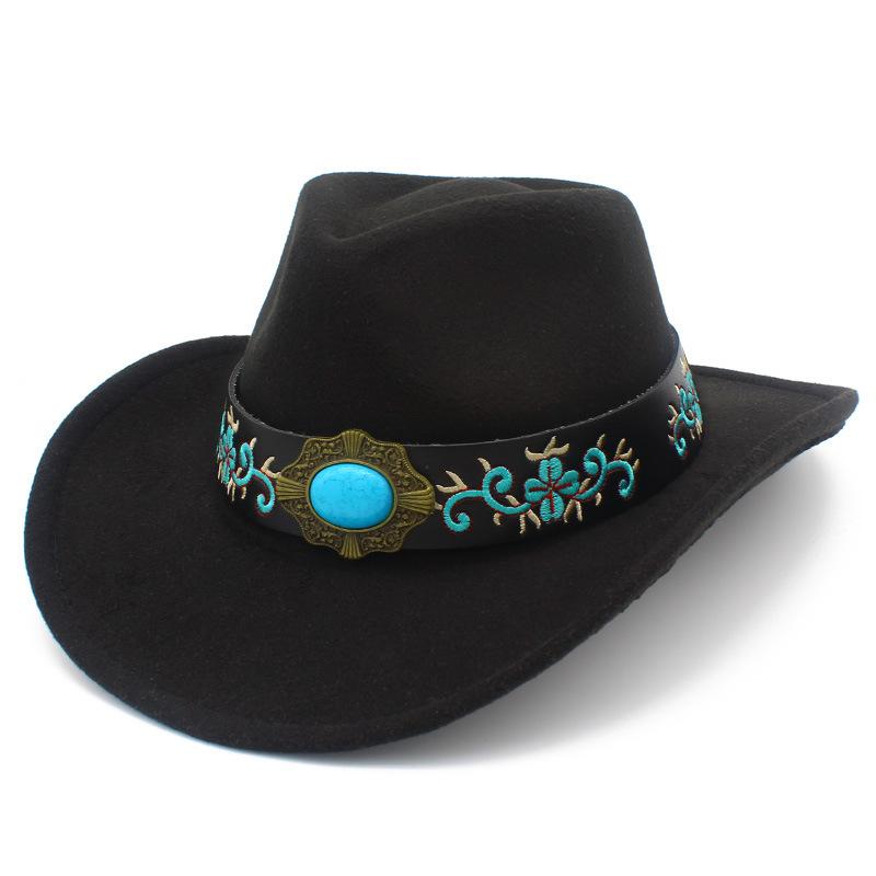 European and American Tribal Style Solid Color Cowboy Hat, Male and Female Couples Wide Brim Stage Performance Hat, Grassland Travel Essential Jazz