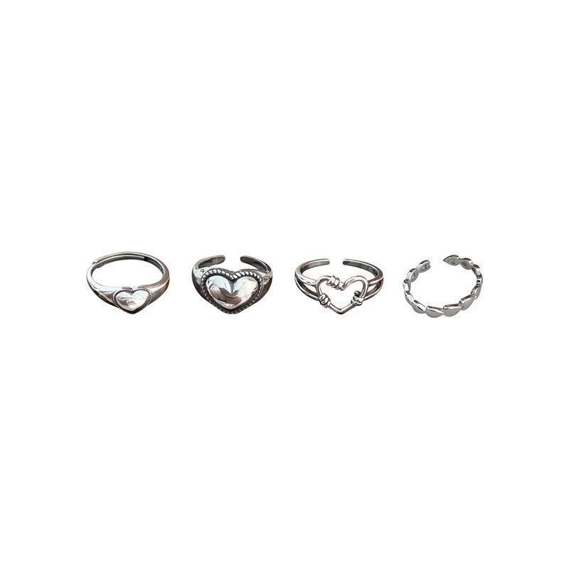 Beautiful Silver 925 Vintage Heart Open Ring For Women Adjustable Stylish Jewelry Finger