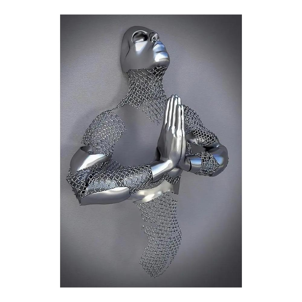 Metal Figure Statue Art Poster High Definition Printing Canvas Painting Prints Couple Sculpture Living Room Home Decor Picture