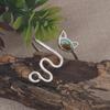 Turquoise Snake Wrap Ring | Adjustable Silver Cat Ring | Cute Animal Jewelry Gift for Women