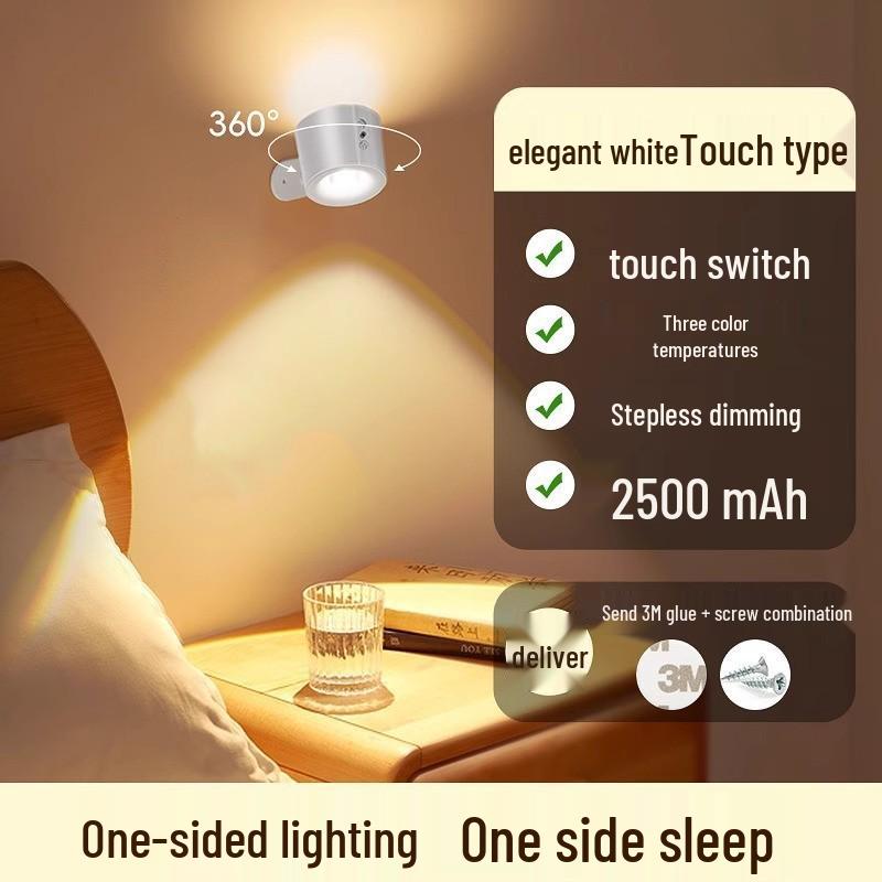 Portable LED Magnetic Wall Lamp – Easy Install, Adjustable Spotlight, Minimalist Design for Ambience and Reading.