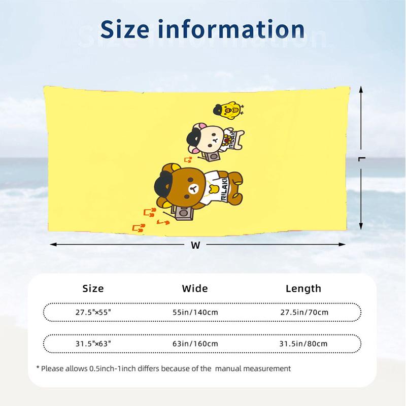 Rilakkuma (19) Theme Beach Towel Sand Resistant Soft And Comfortable Suitable For The Pool Camping Yoga And Diving A Travel