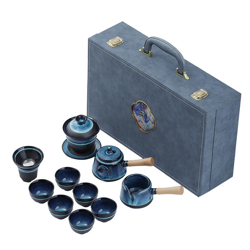 Side Handle Kettle Kung Fu Tea Set Gift Box for Clients Creative Annual Meeting Event Gift Souvenir with Logo