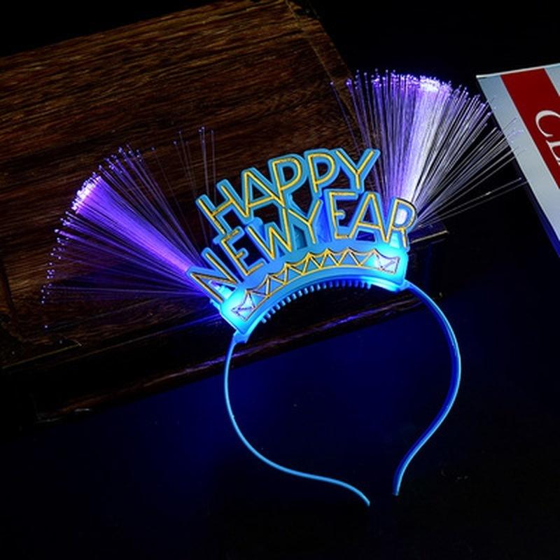 Happy New Year Electric Light Up Glowing Hair Band Toys Party Christmas Gifts Kids Hair Band