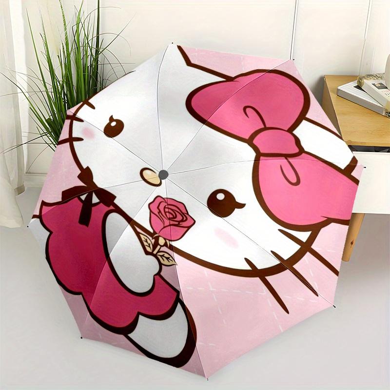 

Rose Hello Kitty Sanrio Cartoon Umbrella, Portable 3-Fold Compact Umbrella, Suitable for Camping, Hiking and Travel, Ideal Easter Birthday Gift for Fa
