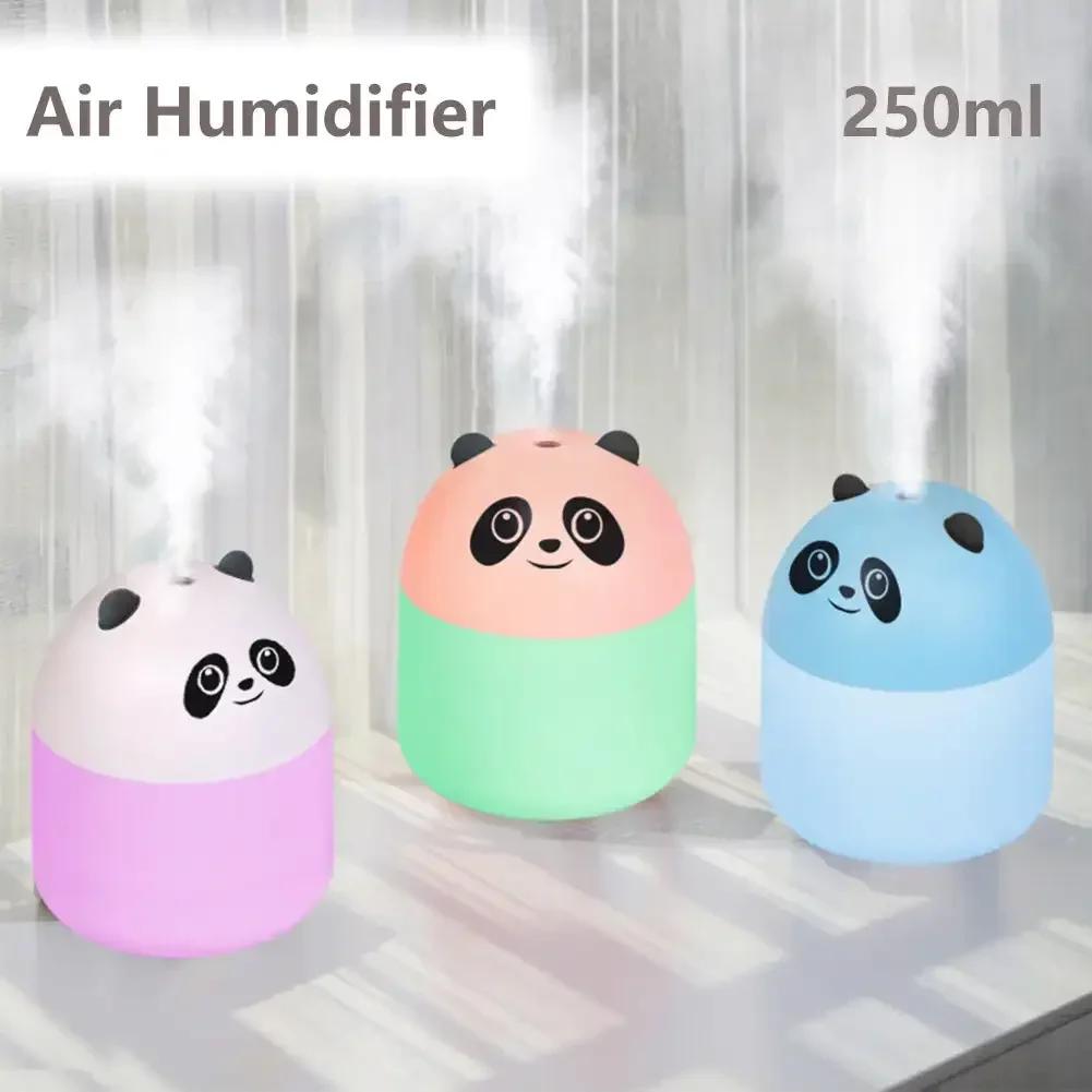 

Mini Air Humidifier 250ml Cute Panda with Night Light USB Mist Maker Car Air Freshener for Bedroom Office белый