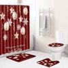 Christmas Shower Curtain Floor Mat Combination Four-Piece Set Bathroom Toilet Carpet Shower Room Mat Foot Mat