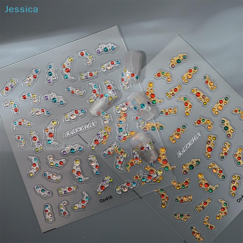 3D Rhinestone Nail Art Stickers - Colorful Gem Decor Decals for DIY Manicure & Nail Design