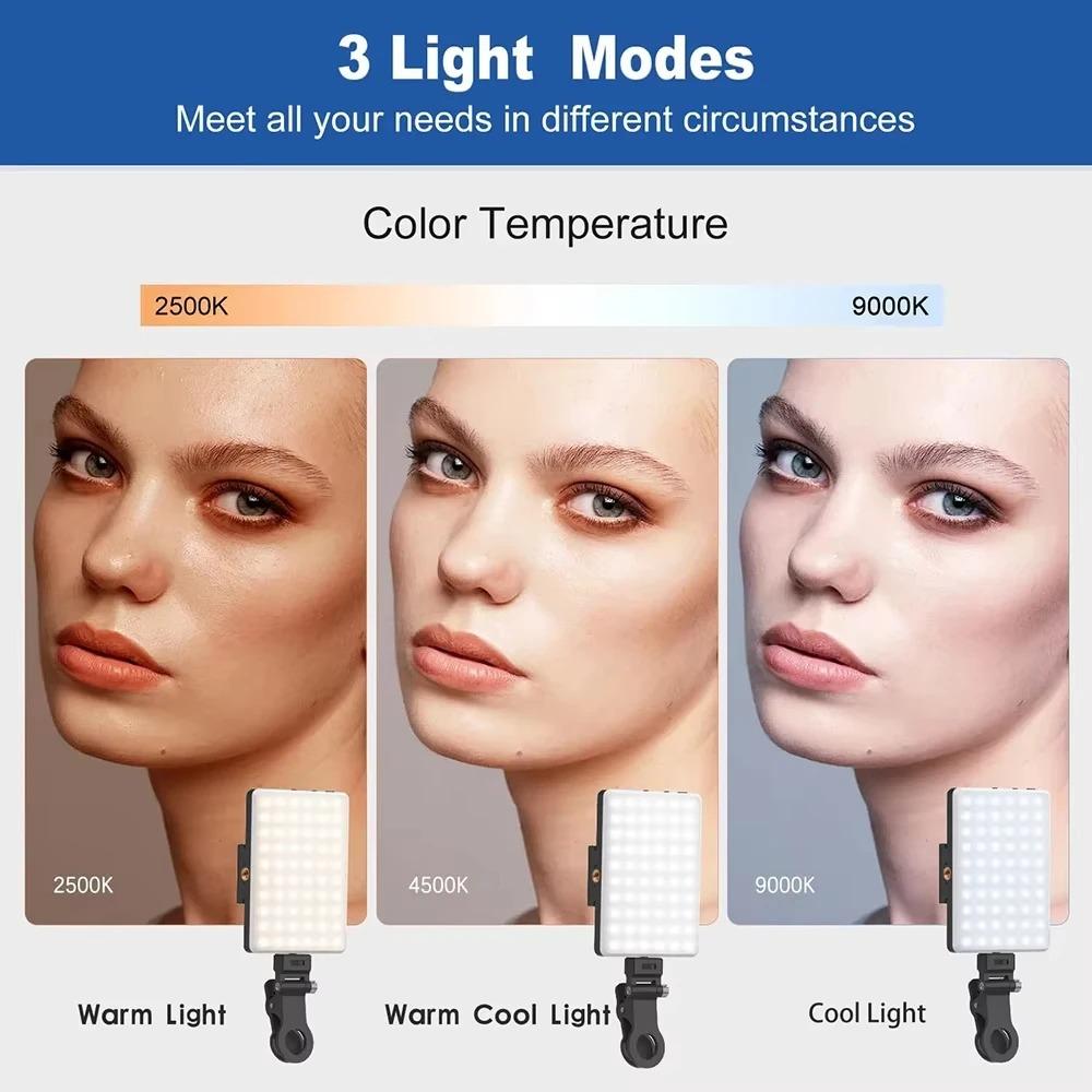 Μίνι Φωτιστικό Γεμίσματος LED RGB Φορητό Φως με Κλιπ Τσέπης Επαναφορτιζόμενο με USB για iPhone Android iPad Laptop Βίντεο Vlog Ζωντανή Φωτογραφία